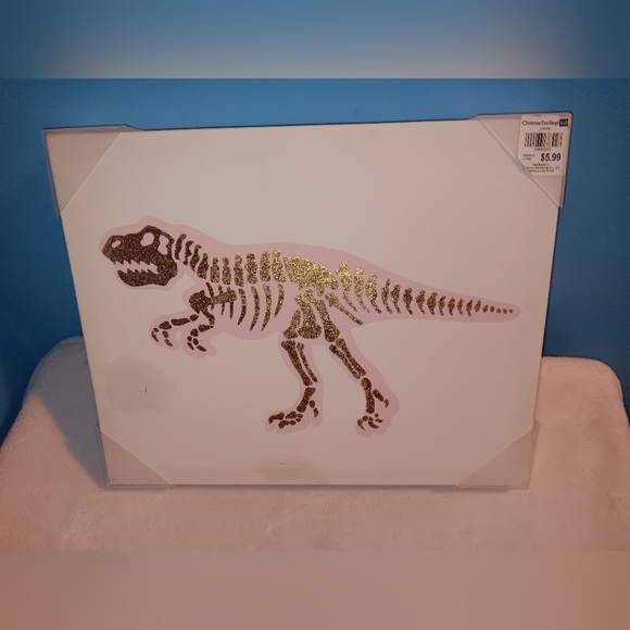 NWT Christmas Tree Shops Dinosaur Canvas Wall Art T-Rex - Picture 1 of 7